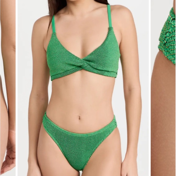 Like New Good American Always Fits Twist Bikini Top and Bottoms Green - Picture 1 of 8